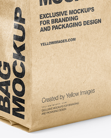 Kraft Coffee Bag Mockup In Bag Sack Mockups On Yellow Images Object Mockups