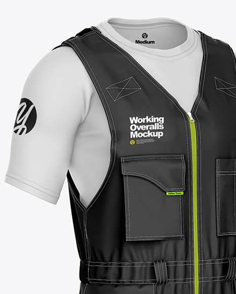 Download Working Overalls Mockup Front Half Side View In Apparel Mockups On Yellow Images Object Mockups