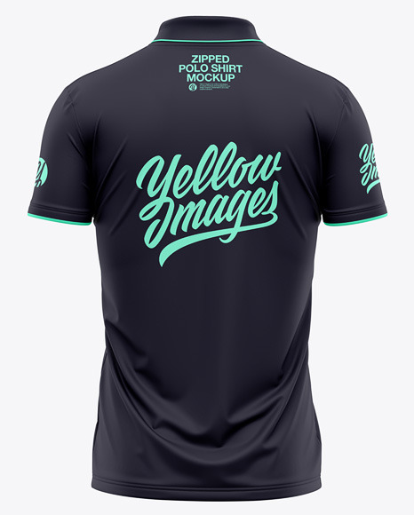 Download Men's Zip Neck Polo Shirts Mockup - Back View in Apparel Mockups on Yellow Images Object Mockups