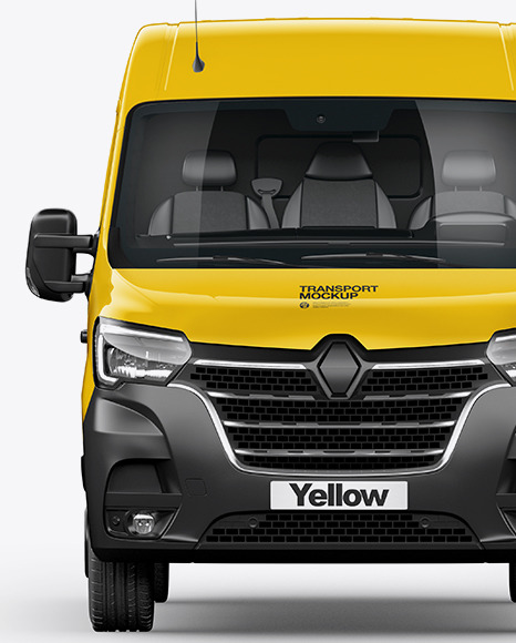 Download Panel Van Mockup Front View In Vehicle Mockups On Yellow Images Object Mockups PSD Mockup Templates