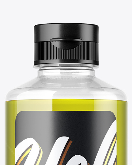 Clear Plastic Bottle with Oil Mockup PSD #2