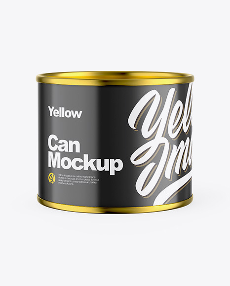 Metallic Can W Glossy Finish Mockup In Can Mockups On Yellow Images Object Mockups