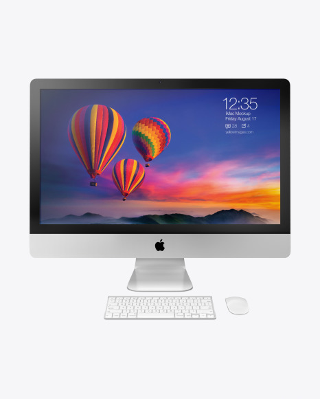 iMac Pro Mockup with Keyboard and Mouse   Front View PSD #2