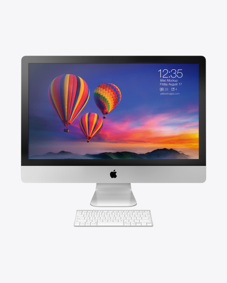 iMac Pro Mockup with Keyboard and Mouse   Front View PSD #3