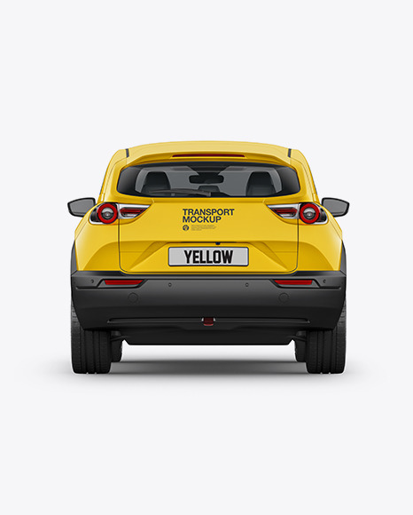 Compact Crossover Suv Mockup Back View In Vehicle Mockups On Yellow Images Object Mockups