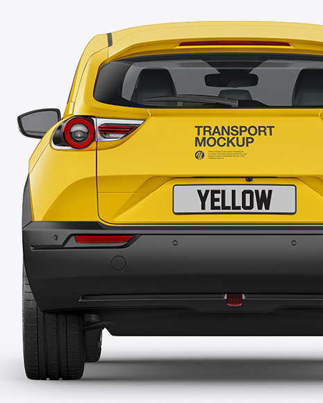 Compact Crossover Suv Mockup Back View In Vehicle Mockups On Yellow Images Object Mockups