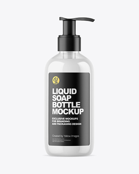 Clear Liquid Soap Bottle with Pump Mockup PSD #2