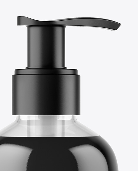 Clear Liquid Soap Bottle with Pump Mockup PSD #1
