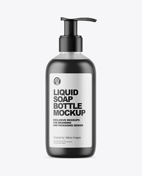 Frosted Liquid Soap Bottle with Pump Mockup PSD #2