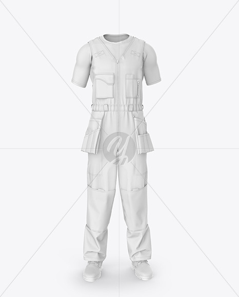 Download Working Overalls Mockup - Front View in Apparel Mockups on ...