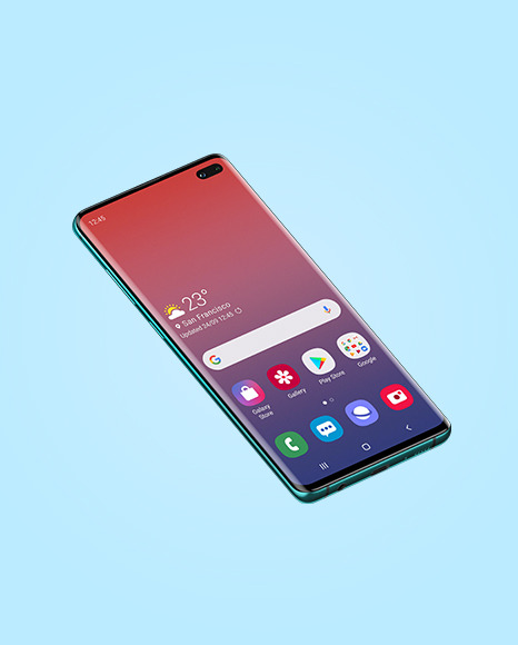 Aquamarine Samsung Galaxy S10 Mockup PSD #1