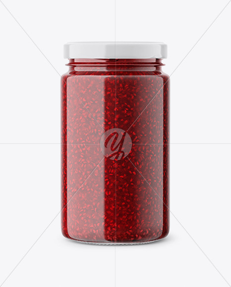 Glass Jar With Raspberry Jam Mockup In Jar Mockups On Yellow Images Object Mockups