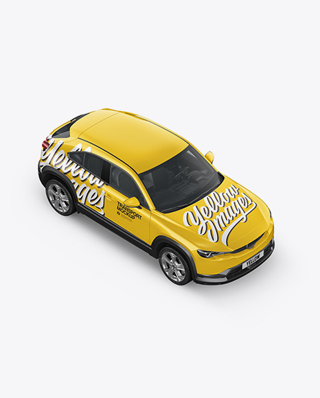Compact Crossover SUV Mockup -  Half Side View  (high angle shot)