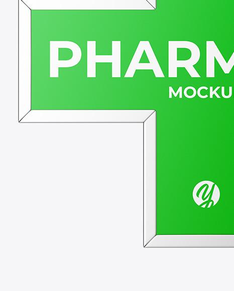 Pharmacy Signage w  Metallic Frame Mockup PSD #2