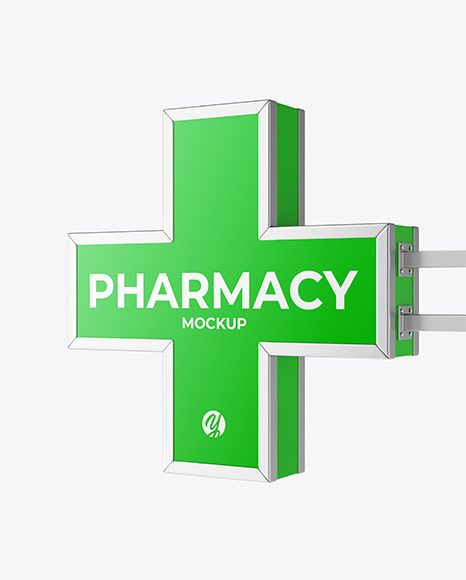 Download Pharmacy Signage W Metallic Frame Mockup In Outdoor Advertising Mockups On Yellow Images Object Mockups PSD Mockup Templates