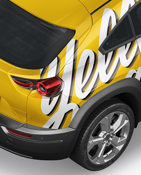 Download Compact Crossover Suv Mockup Back Half Side View High Angle Shot In Vehicle Mockups On Yellow Images Object Mockups PSD Mockup Templates