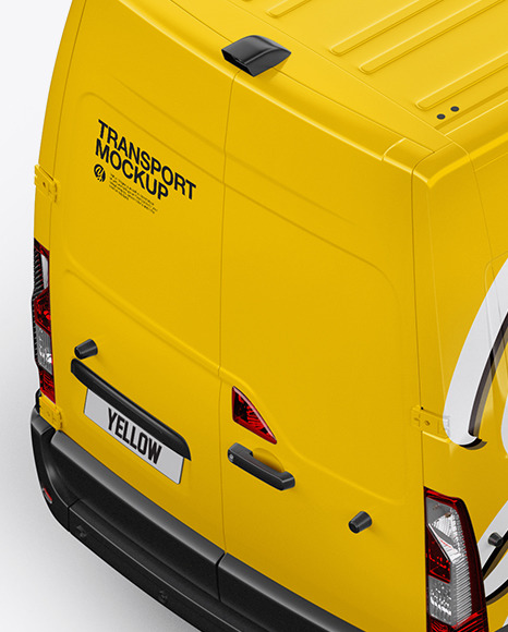 Download Free Panel Van Mockup Back Half Side View High Angle Shot In PSD Mockups