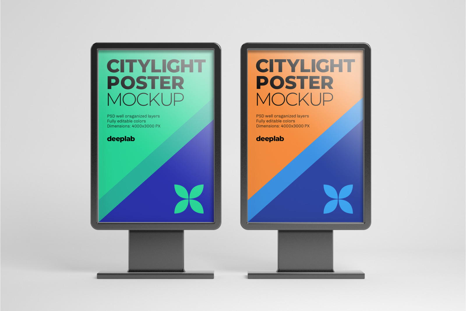 Citylight Poster Mockup Set in Outdoor Advertising Mockups on Yellow