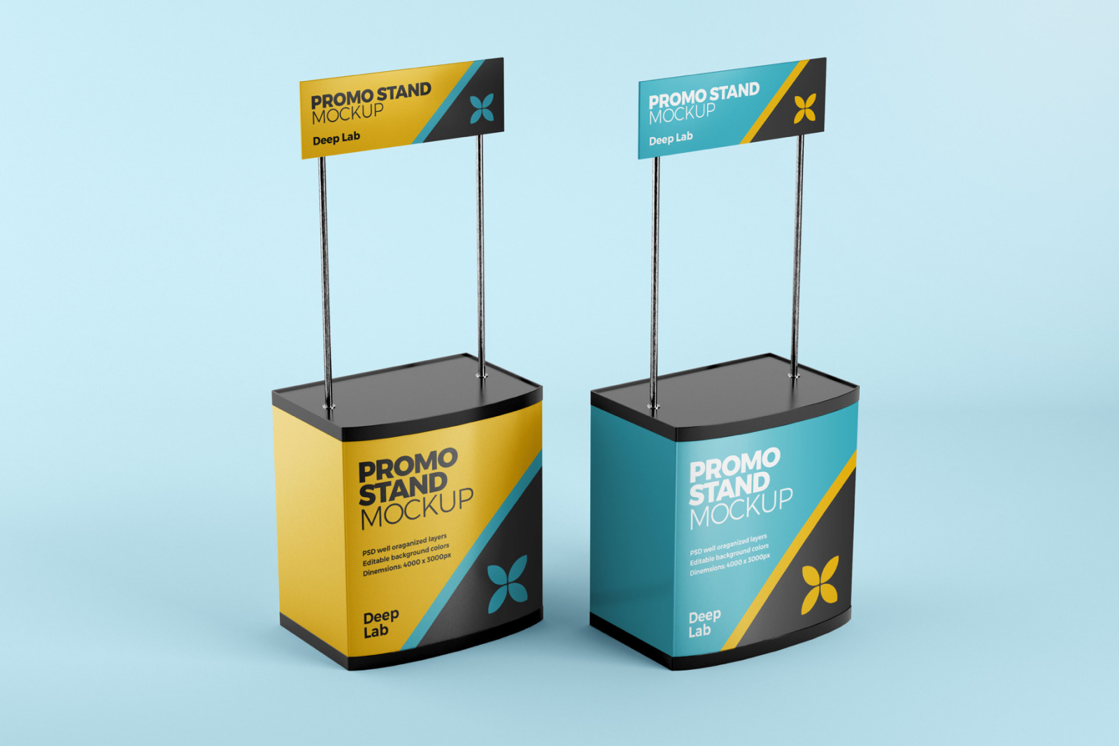 Promo Stand Mockup Set On Yellow Images Creative Store