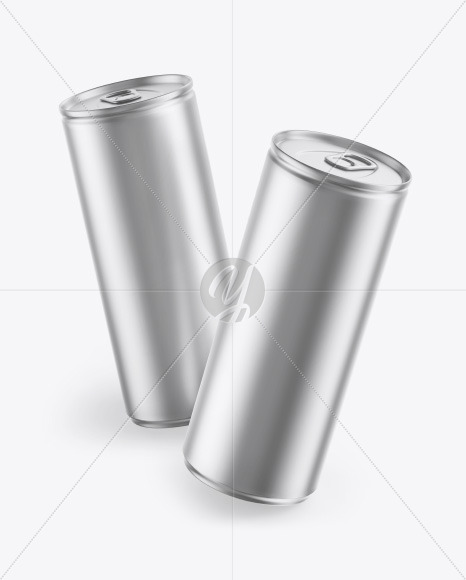 Two Matte Metallic Cans Mockup In Can Mockups On Yellow Images Object Mockups