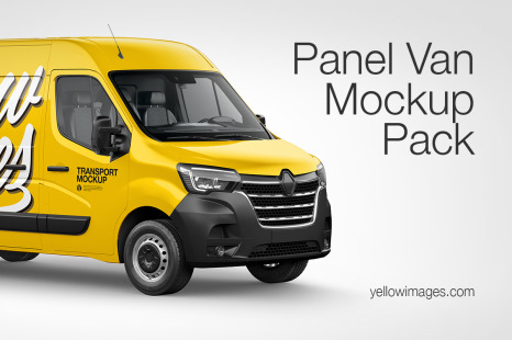 Panel Van Mockup Pack In Handpicked Sets Of Vehicles On Yellow Images Creative Store