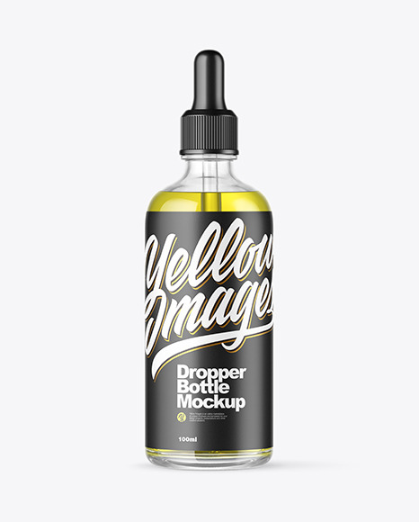 Clear Glass Dropper Bottle With Oil Mockup in Bottle Mockups on Yellow Images Object Mockups