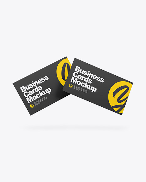 Download Two Paper Business Cards Mockup In Stationery Mockups On Yellow Images Object Mockups Yellowimages Mockups