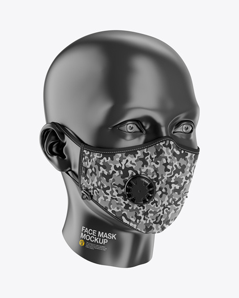 Download Anti Pollution Face Mask With Exhalation Valve Front Half Side View In Apparel Mockups On Yellow Images Object Mockups PSD Mockup Templates