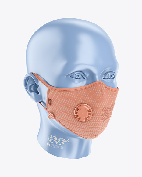 Download Anti Pollution Face Mask With Exhalation Valve Front Half Side View In Apparel Mockups On Yellow Images Object Mockups PSD Mockup Templates