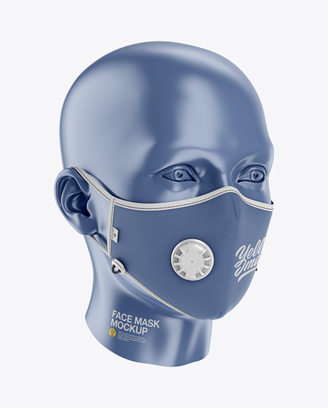 Download Anti Pollution Face Mask With Exhalation Valve Front Half Side View In Apparel Mockups On Yellow Images Object Mockups