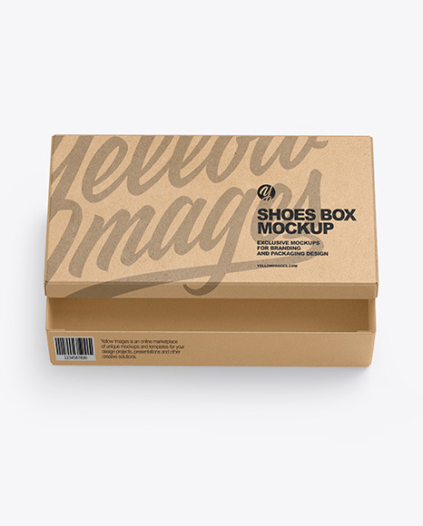 Kraft Shoes Box Mockup In Box Mockups On Yellow Images Object Mockups