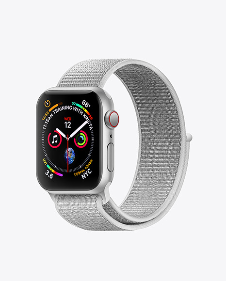 Apple Watch Series 4 Mockup on Yellow Images Object Mockups