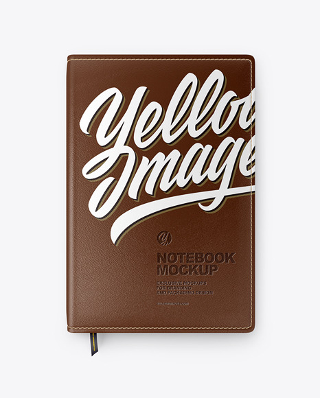 Notebook With Leather Cover Mockup   Top View PSD #2