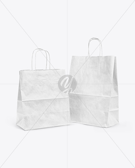 Download Two Paper Shopping Bags Mockup In Bag Sack Mockups On Yellow Images Object Mockups