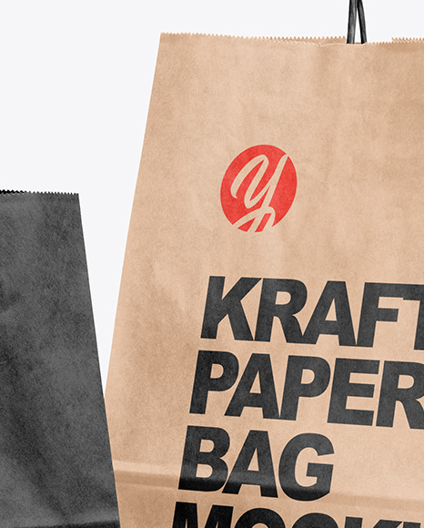 Two Paper Bags Mockup In Bag Sack Mockups On Yellow Images Object Mockups