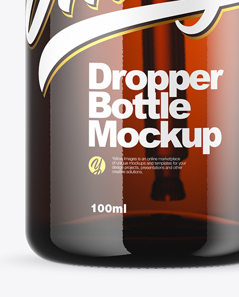 Amber Dropper Bottle Mockup PSD #1