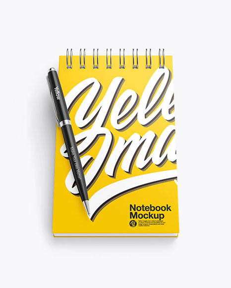 Download Matte Notebook Mockup With Pen In Stationery Mockups On Yellow Images Object Mockups Yellowimages Mockups