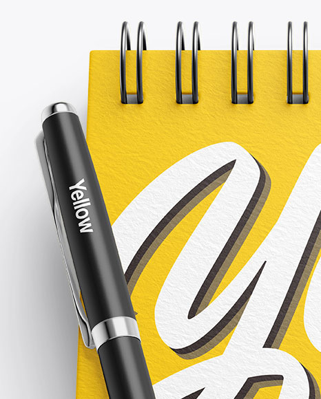Textured Notebook Mockup With Pen PSD #5