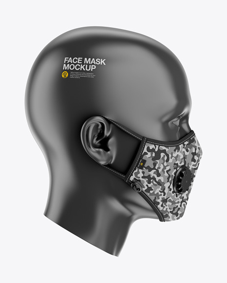 Anti Pollution Face Mask With Exhalation Valve Side View In Apparel Mockups On Yellow Images Object Mockups