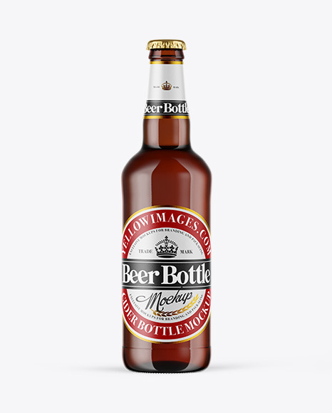Amber Glass Beer Bottle Mockup