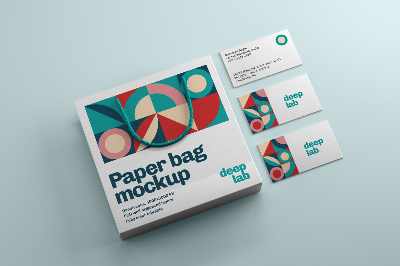 Paper Bag & Business Card Branding Mockup Set in ...