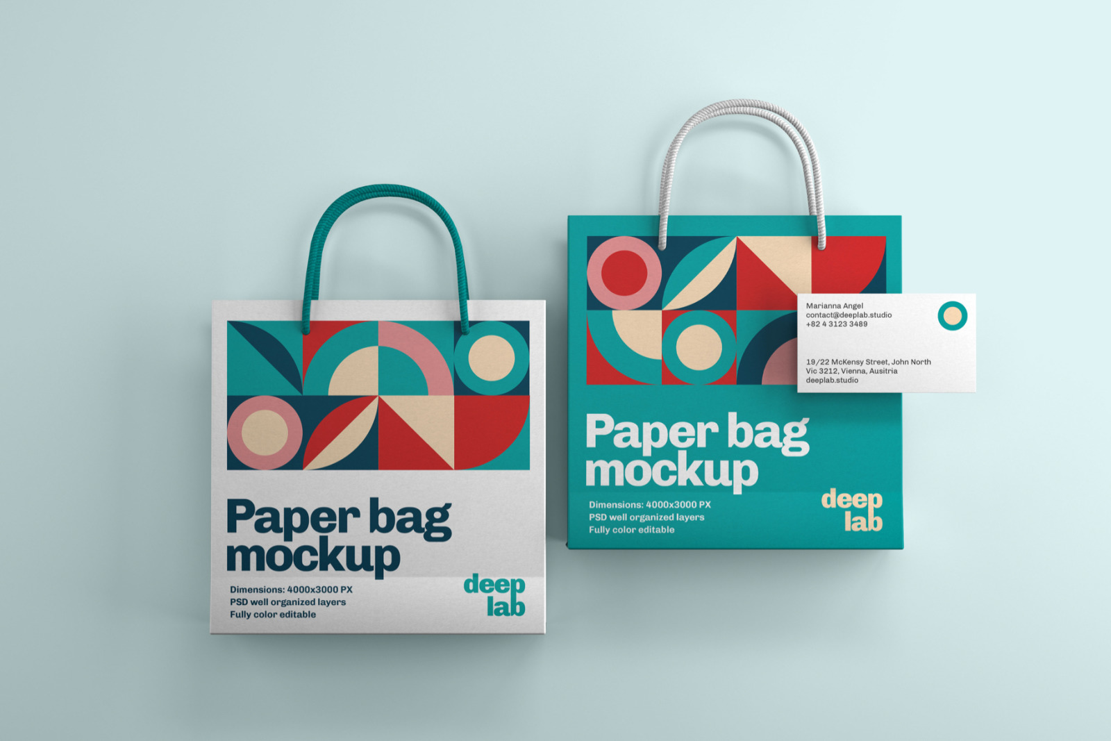 Download Paper Bag & Business Card Branding Mockup Set in Stationery Mockups on Yellow Images Creative Store