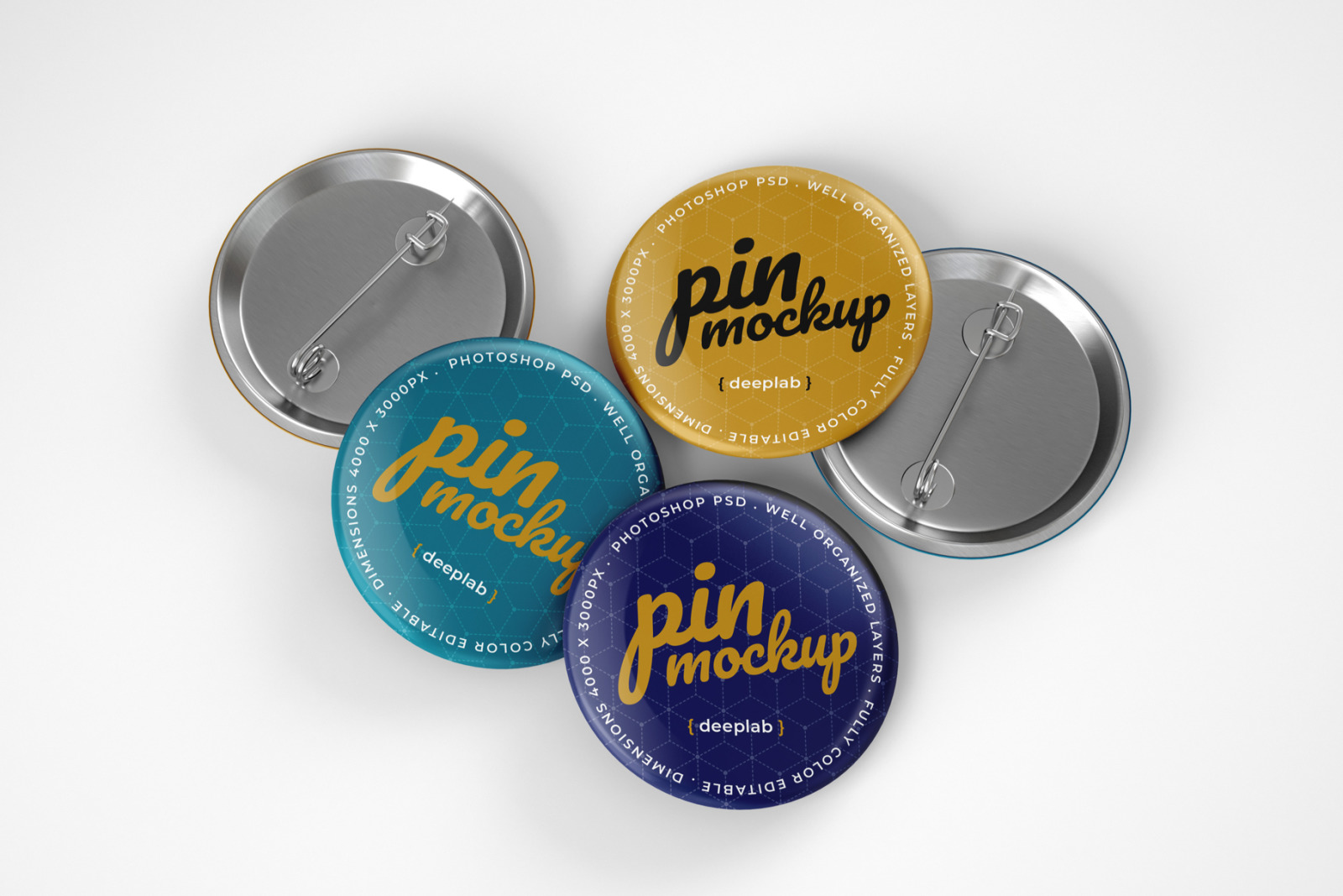 Download Glossy Button Pin Mockup Set in Product Mockups on Yellow Images Creative Store