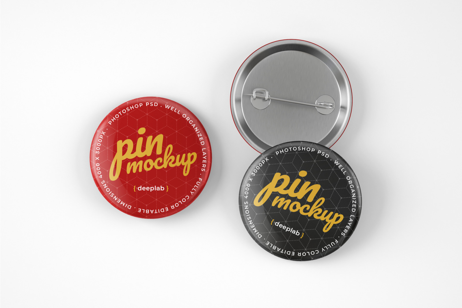 Download Glossy Button Pin Mockup Set in Product Mockups on Yellow Images Creative Store