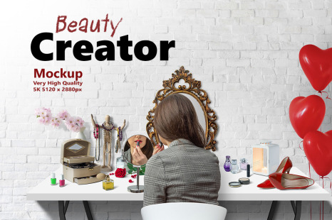 Beauty Creator 5k Mockup In Scene Generators On Yellow Images Creative Store