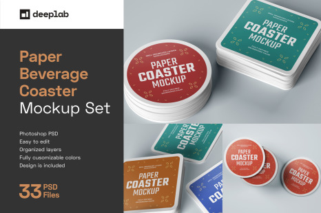 Download Kraft Beverage Coaster Mockup In Product Mockups On Yellow Images Creative Store