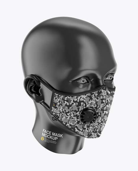 Download Anti Pollution Face Mask With Exhalation Valve Front Half Side View High Angle In Apparel Mockups On Yellow Images Object Mockups