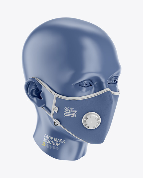 Download Anti Pollution Face Mask With Exhalation Valve Front Half Side View High Angle In Apparel Mockups On Yellow Images Object Mockups