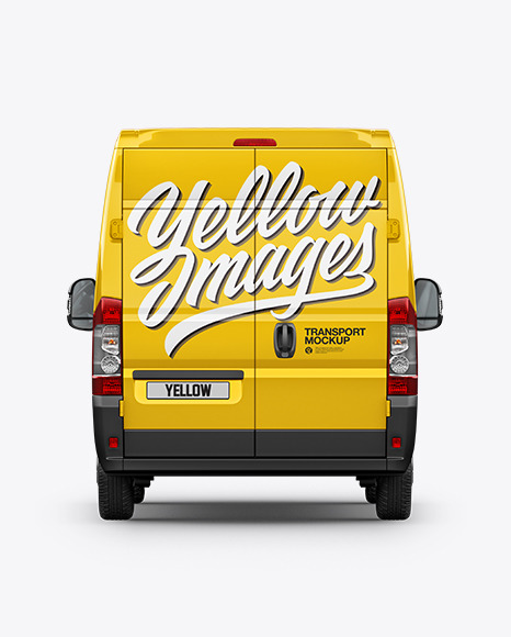 Download Panel Van Mockup Back View In Vehicle Mockups On Yellow Images Object Mockups PSD Mockup Templates