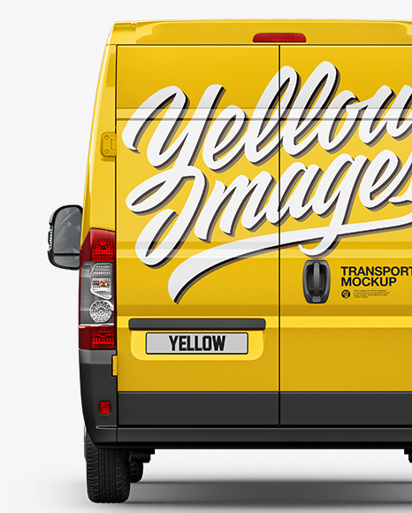 Panel Van Mockup Back View In Vehicle Mockups On Yellow Images Object Mockups